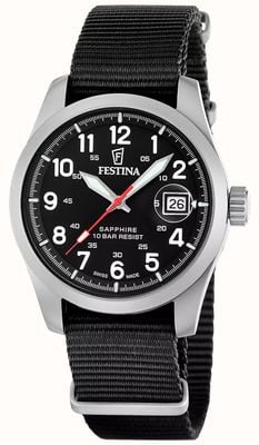 Festina Swiss Made Field Quartz (39mm) Black Dial / Black Nylon NATO Strap F20082/3