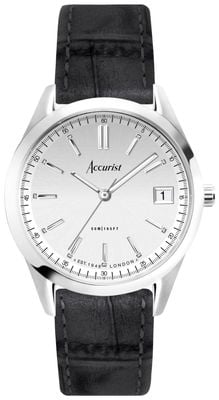 Accurist Everyday Quartz (36mm) Silver Sunray Dial / Black Leather Strap 74006