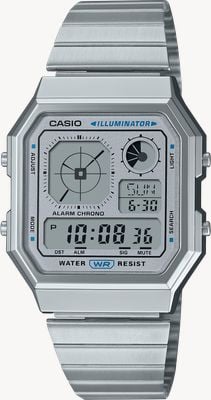 Casio Vintage Illuminator (33.9mm) Digital Display / Stainless Steel Bracelet A130WE-7AEF