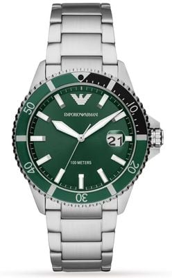 Emporio Armani Men's Stainless Steel Bracelet Green Dial Divers Series AR11838