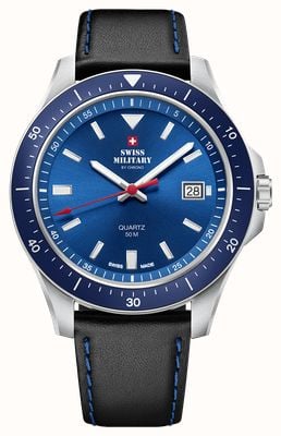 Swiss Military by Chrono Men's Sports (42mm) Blue Dial / Black Leather Strap SM34082.05