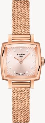 Tissot Lovely Square (20mm) Rose Gold Dial / Rose Gold PVD Stainless Steel Mesh Bracelet T0581093345600