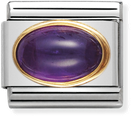 Nomination Classic OVAL STONES In Stainless Steel With 18ct Gold AMETHYST Charm 030504/02