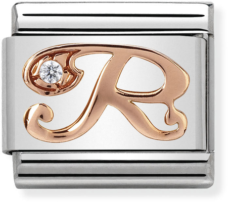 Nomination Classic Letter R 9ct Rose Gold & Steel Charm 430310/18