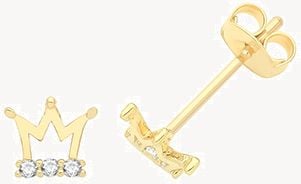 9ct Yellow Gold Crown Stud Earrings ES1693
