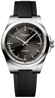 LONGINES Conquest Automatic (38mm) Black Sunray Dial / Black Rubber Strap L37204529