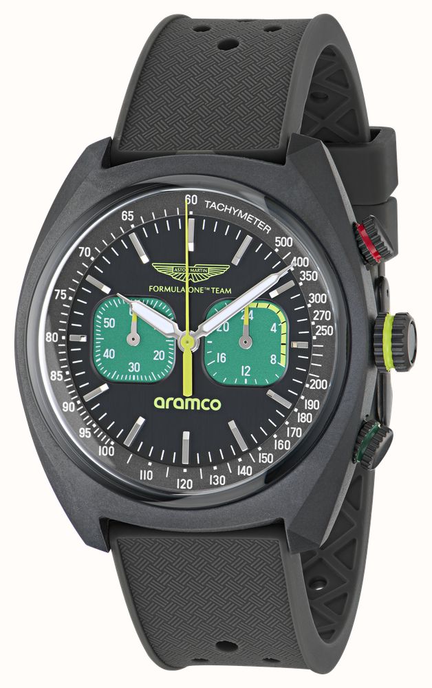 Aston Martin Aramco Formula One™ Team DWF Quartz Chronograph (43mm) Black Dial / Grey Silicone Strap MTFD2F602 - alternate view 2