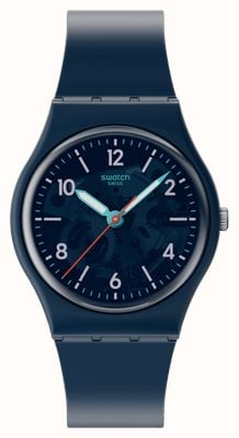 Swatch TIME TO TEAL (34mm) Transparent Blue Dial / Blue Bio-Sourced Material Strap SO28N118