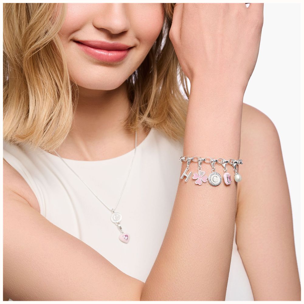 THOMAS SABO ブレスレット Thomas Sabo Charm Bracelet With Shimmering White Cold Enamel