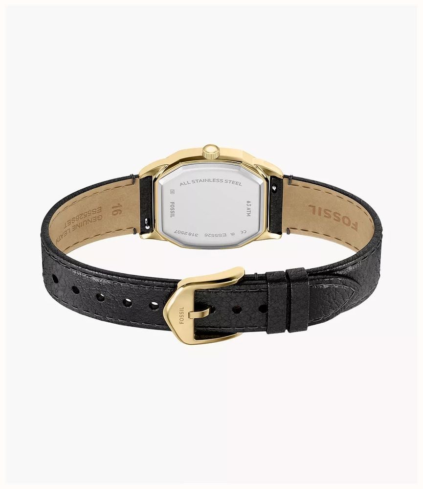 Fossil Harlow 27 mm Three-Hand Black Leather Watch and Bracelet Set ES5526SET - alternate view 4