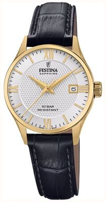 Festina Swiss Made Quartz (29mm) Silver Dial / Black Leather Strap F20011/1