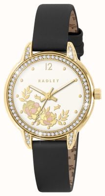 Radley Women's (32mm) White Floral Dial / Black Leather Strap RY21822