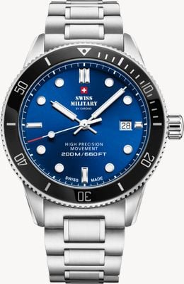 Swiss Military by Chrono Men's Dive (41.5mm) Blue Dial / Stainless Steel Bracelet SM34088.02