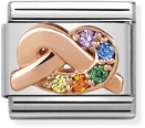 Nomination Classic Rainbow Knot 9ct Rose Gold & Steel Charm 430302/11