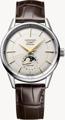LONGINES Flagship Heritage Classic Moonphase (38.5mm) Silver Dial / Brown Alligator Strap L48154782