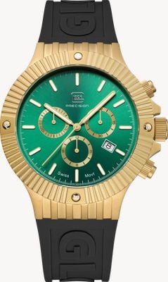 GLOCK Precision Chronograph (44mm) Green Sunray Dial / Black Silicone GLOCK Strap GW-37-3-24
