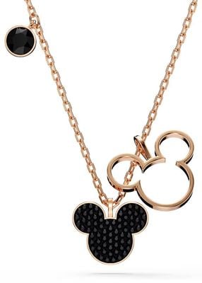 Swarovski Mickey & Minnie Pendant, Black, Rose Gold Tone Plated 5737559