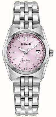 Citizen Eco-Drive Corso (27mm) Pink Sunray Dial / Stainless Steel Bracelet EW2291-51X