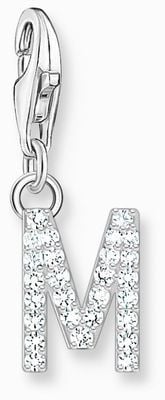 Thomas Sabo Charm Pendant Letter M With White Stones Sterling Silver 1941-051-14