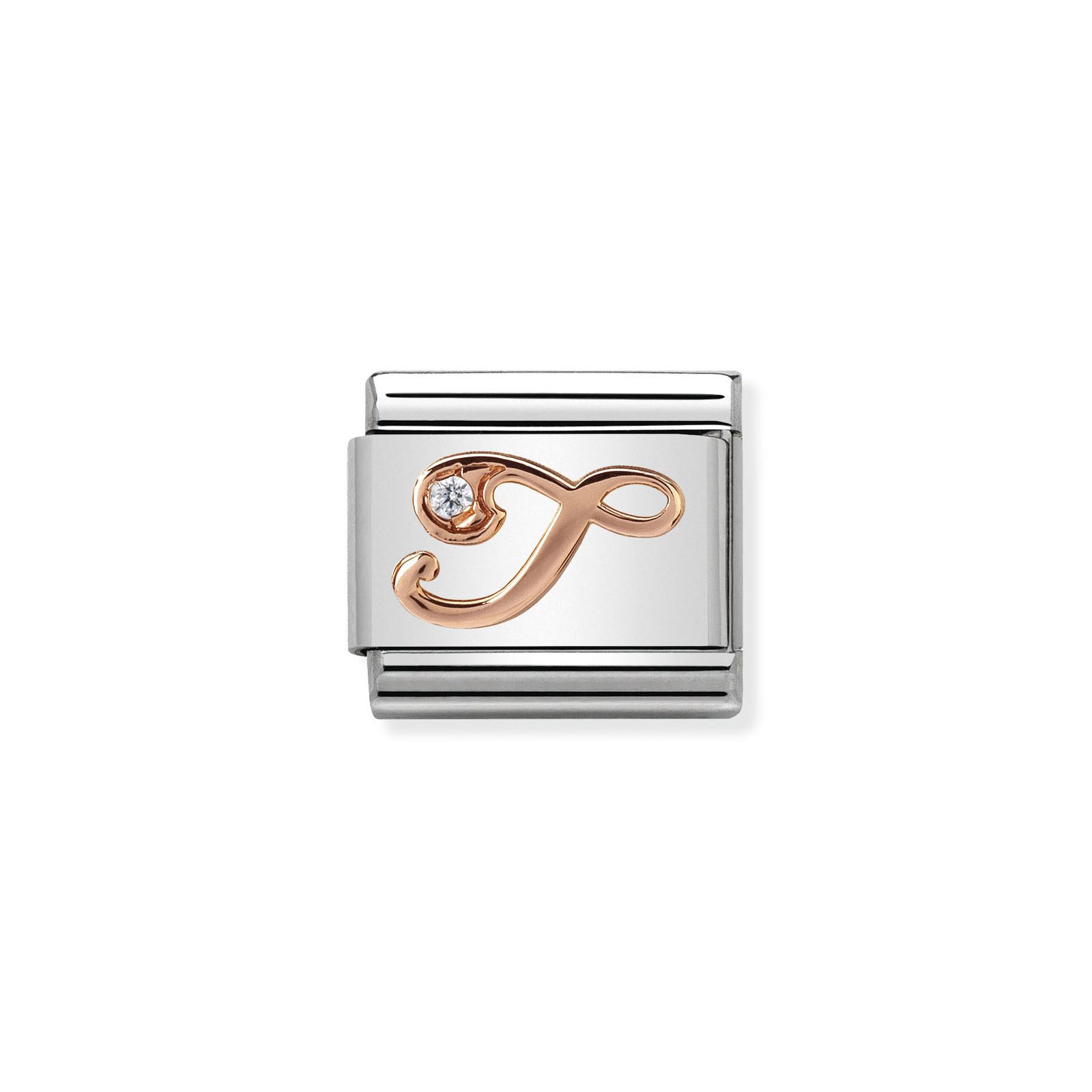 Nomination 430310/20 Classic Letter T 9ct Rose Gold & Steel Jewellery