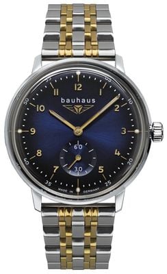 Bauhaus Classic Small-Seconds Quartz (35mm) Blue Dial / Two-Tone Stainless Steel Bracelet 2037M3
