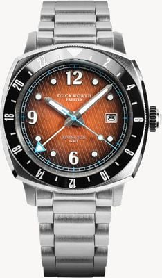 Duckworth Prestex Rivington GMT (42mm) Orange Fumé Waffle Dial / Stainless Steel D489-05-ST