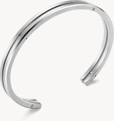 Herbelin Newport Duo Bangle - Brushed And Polished Stainless Steel - 6mm (One Size) JND6AB