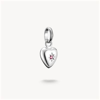 Thomas Sabo Silver Heart with Lab-Grown Ruby Star Charm Pendant Connect CC1234-011-10