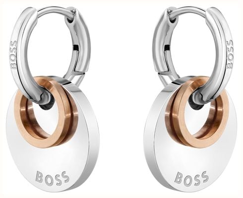 BOSS Jewellery Medallion Two Tone Stainless Steel Earrings 1580231