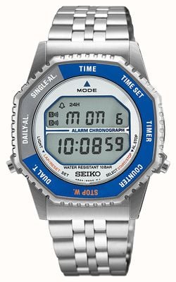 Seiko Digital Quartz Multifunction 'Rotocall' (37mm) Grey & Blue / Stainless Steel Bracelet SMGG21P1