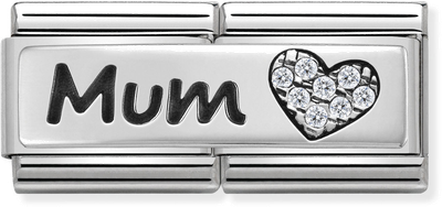 Nomination Classic Double Mum Heart Sterling Silver & Steel Charm 330731/07
