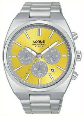 Lorus Men's Sports Chronograph (43mm) Yellow Dial / Stainless Steel Bracelet RT367KX9