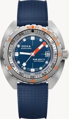 DOXA SUB 300 Ti5 Caribbean (42.5mm) Blue Iconic Dial / Blue Dive Flex Rubber Strap Watch 823.50.201.32