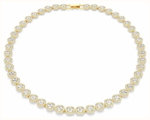 Swarovski Una Angelic Round Cut Gold Tone Plated Tennis Necklace 5720505