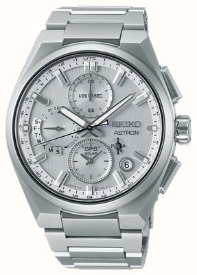 Seiko Astron GPS Solar 5X Dual-Time Chronograph In Silvery White SSH159J1