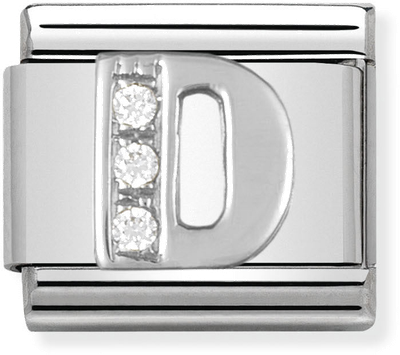 Nomination Classic Letter D Sterling Silver & Steel Cubic Zirconia Charm 330301/04