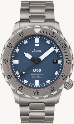 Sinn U50 B TEGIMENT Automatic (41mm) Matt-Blue Dial / Stainless Steel H-Link Bracelet Watch 1050.0301 H LINK