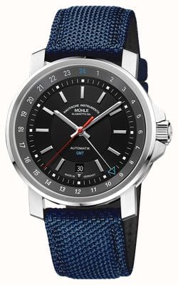 Mühle Glashütte 29er Big GMT Automatic (42.4mm) Black Dial / Nautic-Blue Canvas Strap M1-25-93-CB-I
