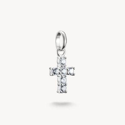 Thomas Sabo Silver Cross Charm Pendant with White Stones Connect CC1206-051-14