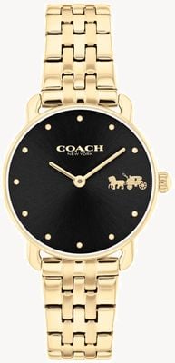 Coach Women's Elliot (28mm) Black Dial / Gold-Tone Stainless Steel Bracelet 14504302