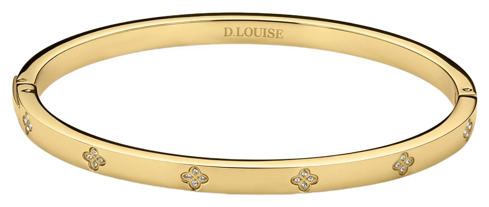 D.LOUISE YBB-026-01 Clover Gold Plated Bangle Slim SS Jewellery