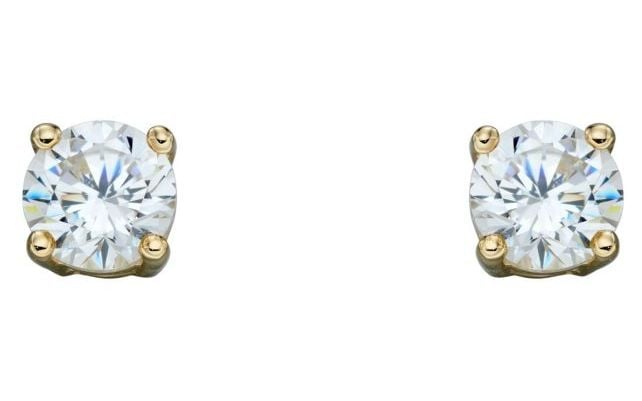 Elements Gold GE2329 9k Yellow Gold Cz Birthstone Studs Jewellery