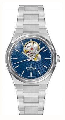 Festina Swiss Made Rivé Open Heart Automatic (35mm) Blue Dial / Stainless Steel Bracelet F20054/5