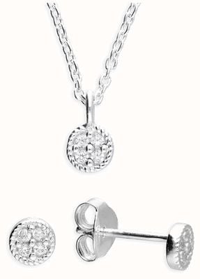 Silver Mini Cz Necklace And Earing Set H7164/S