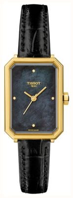 Tissot SRV Quartz (21.8mm) Black Mother-of-Pearl Dial / Black Alligator Leather Strap T1601103612600