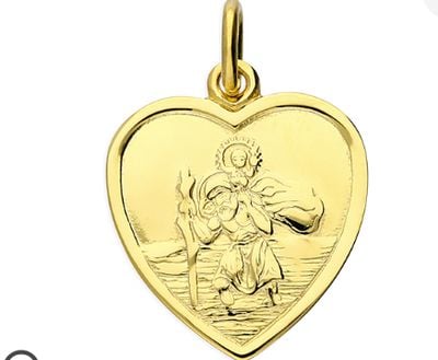 CME Leicester Limited Silver Gold Plate Medium Heart St Christopher Pendant H4736/Y