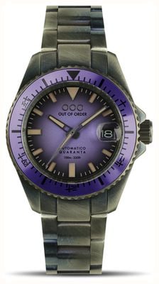 Out Of Order INDIGO AUTOMATICO QUARANTA (40mm) Sunburnt Purple Dial / Ultra Distressed Stainless Steel Bracelet OOO.001-21.LI