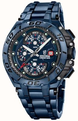 Festina Chrono Bike 2026 Special Edition (46mm) Blue Dial / Stainless Steel Bracelet & Black Rubber Strap F20757/1
