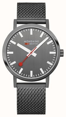 Mondaine Classic (40mm) Anthracite Dial / Anthracite PVD Stainless Steel Mesh Bracelet A660.30360.81SBM