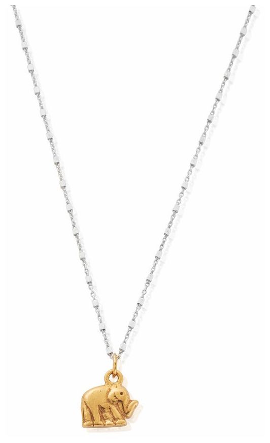 ChloBo GMNDC406 Gold And Silver Delicate Cube Chain Elephant Jewellery